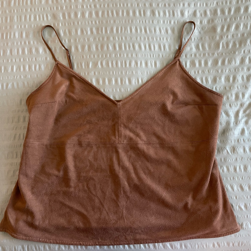 Brown faux suede tank top, gently worn